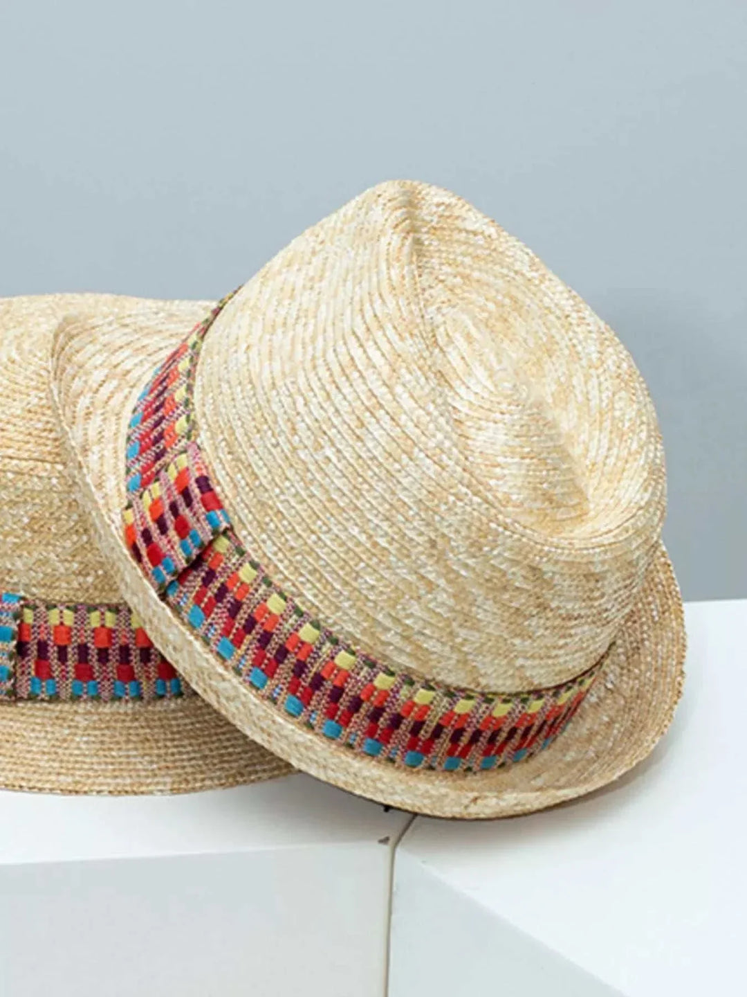 Women’s Bohemian straw sun hat with woven design for summer beach and vacation style
