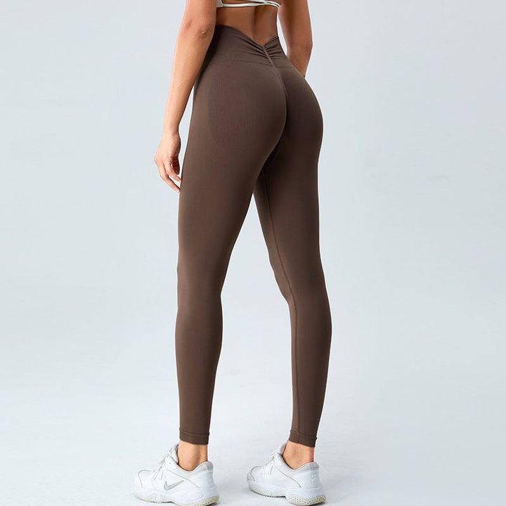 Woman wearing seamless butt-lifting fitness leggings for workouts and casual wear