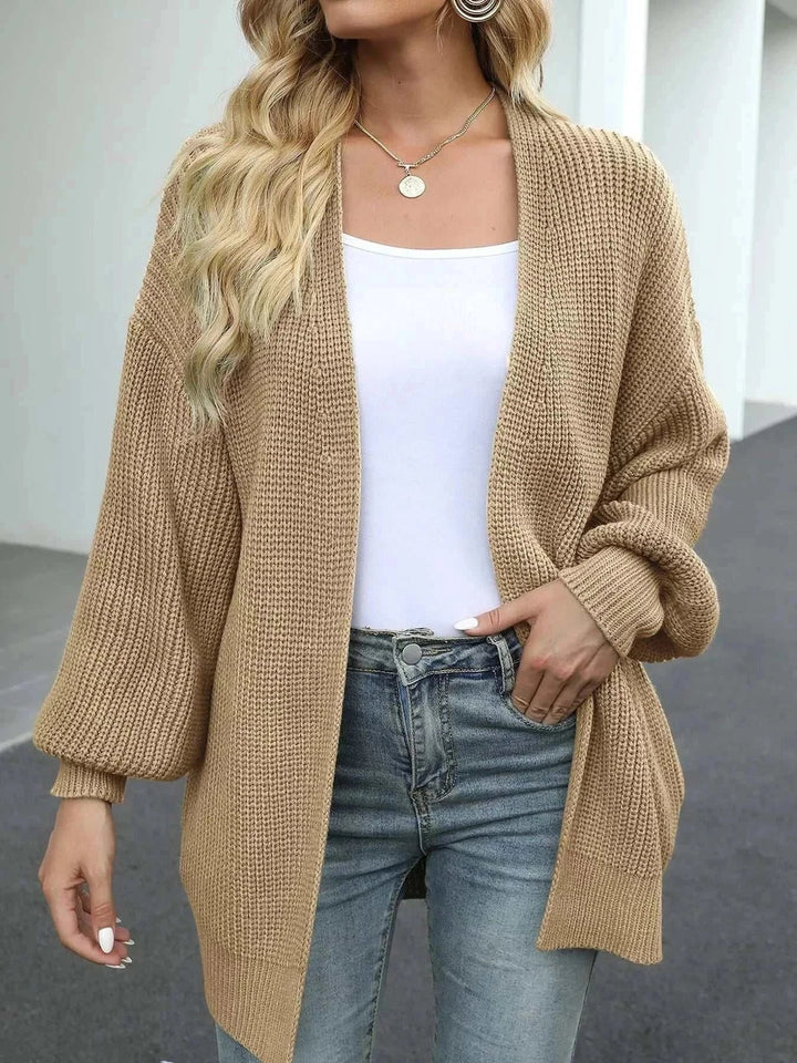 Women’s chunky knit cardigan open-front design cozy layering for cooler weather