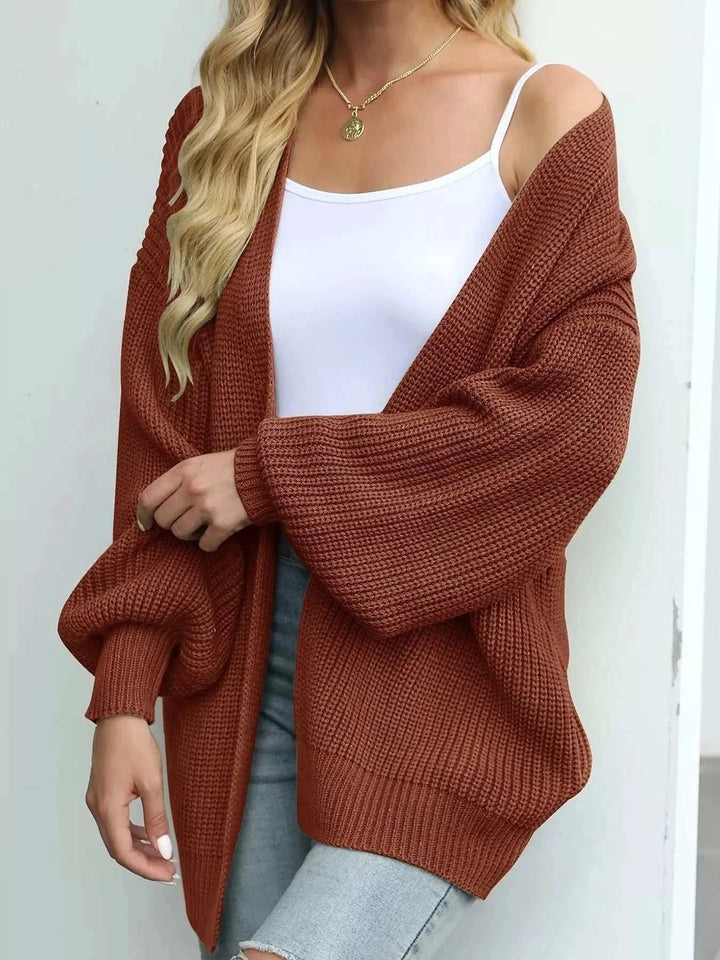 Women’s chunky knit cardigan open-front design cozy fall layering sweater