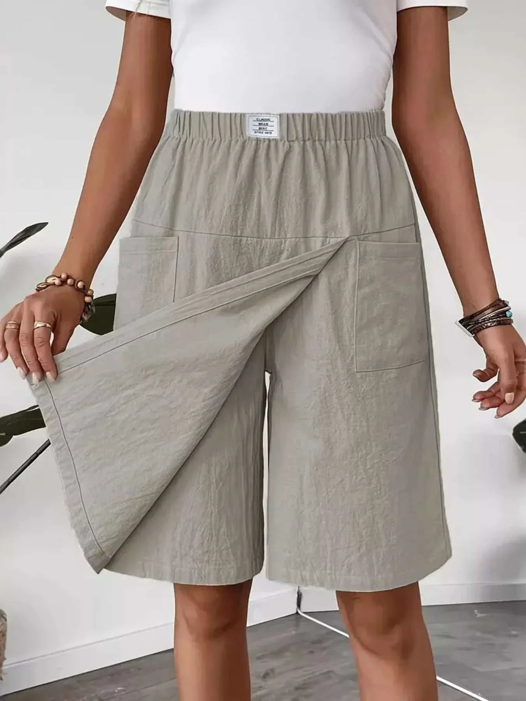 Women's Elastic Waist Wrap Skort with drawstring and elastic waistband from Hot Topic Goods