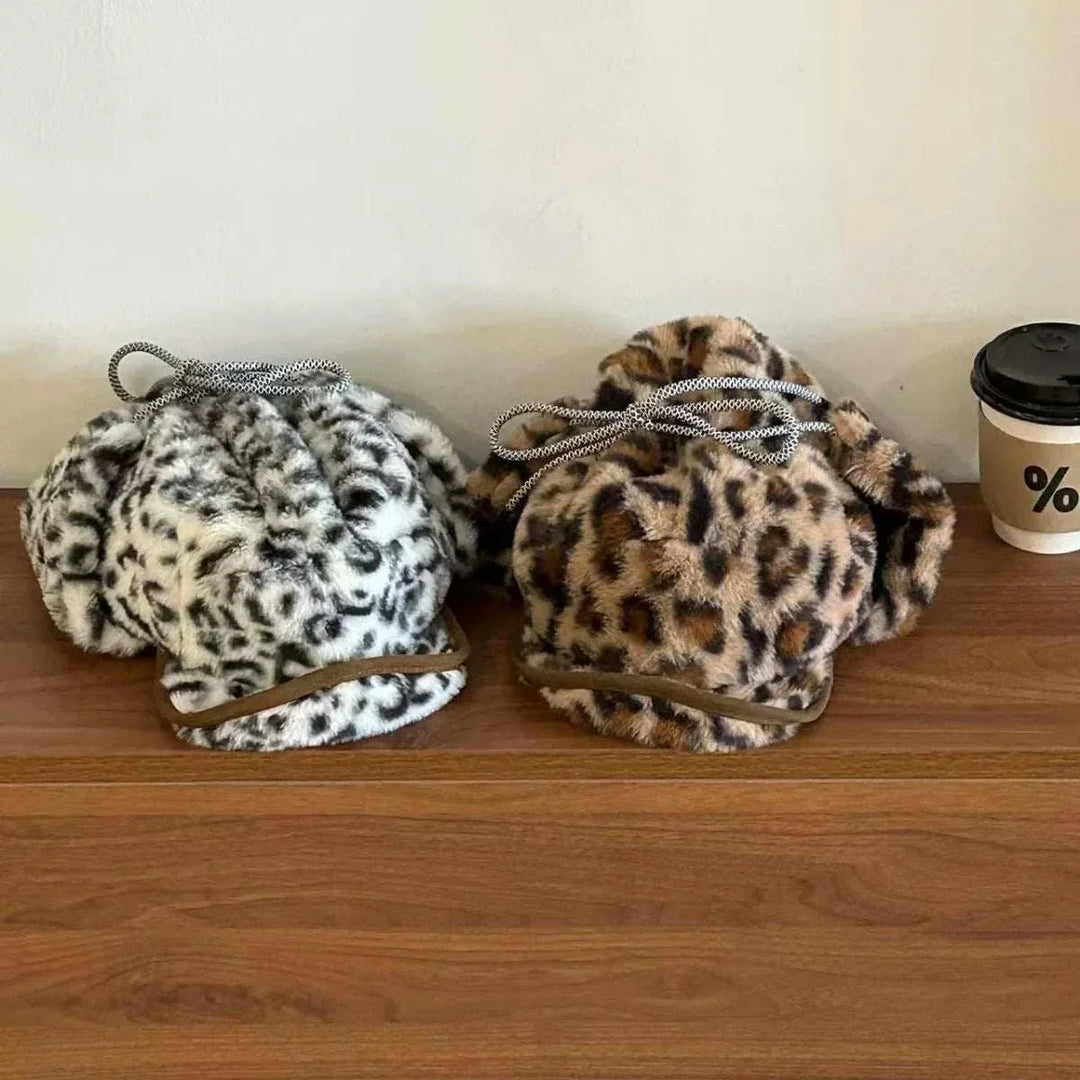 Women’s faux fur trapper hat with leopard print winter accessory from Hot Topic Goods