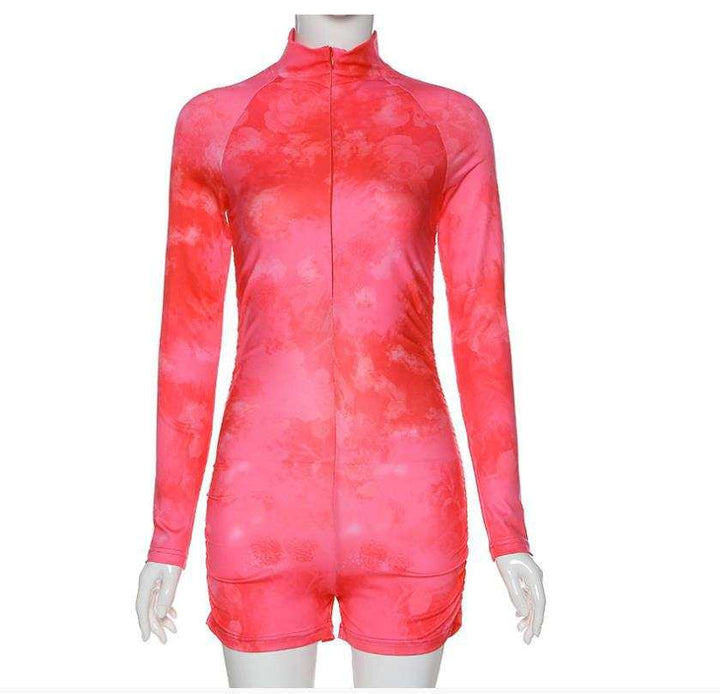 Womens high-waist hip-lifting sports jumpsuit in rose red