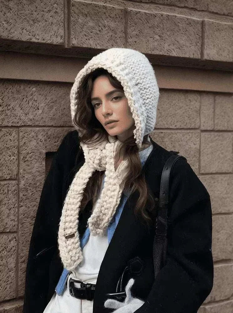 Women's Hooded Scarf Hat knitted design covering head and neck for cold weather from Hot Topic Goods