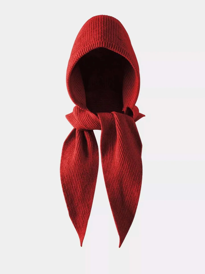 Women’s knitted hat with attached scarf in cozy polyester knit for winter from Hot Topic Goods