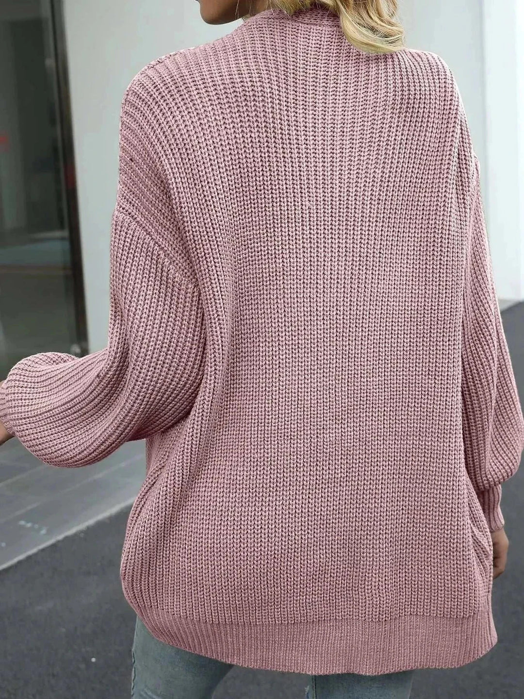 Women’s Lantern Sleeve Knit Cardigan with chunky open-front and voluminous sleeves from Hot Topic Goods