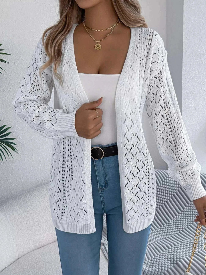 Women’s lightweight open-front cardigan with openwork design and long sleeves from Hot Topic Goods