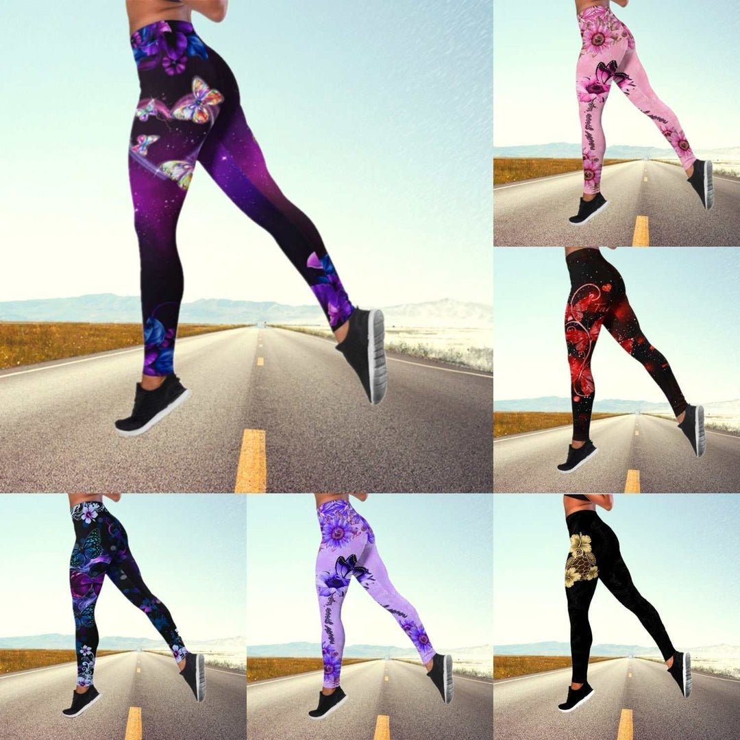 Plus size women's yoga leggings with butterfly print and high-waisted fit from Hot Topic Goods
