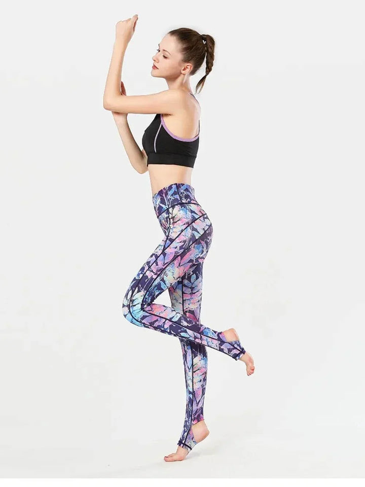 Women’s Stirrup Active Leggings with eye-catching print and wide waistband from Hot Topic Goods