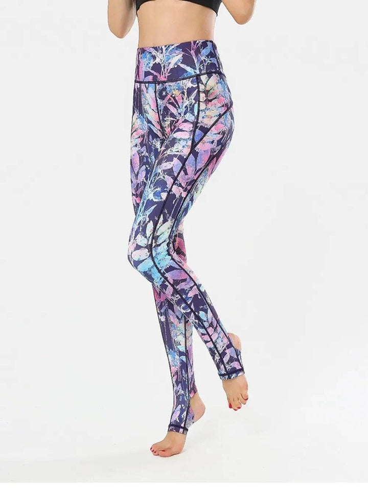 Women’s Stirrup Active Leggings with printed design and wide waistband from Hot Topic Goods