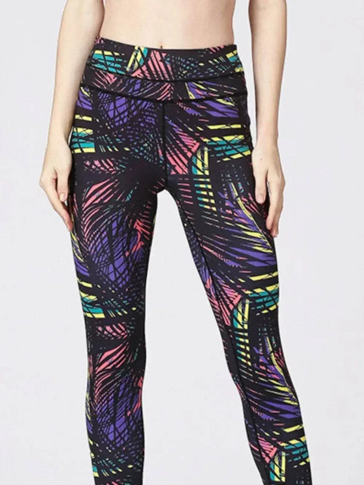 Women’s Stirrup Active Leggings with printed design and wide waistband from Hot Topic Goods