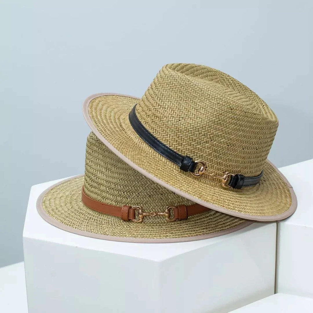 Women’s straw fedora hat with decorative band from Hot Topic Goods
