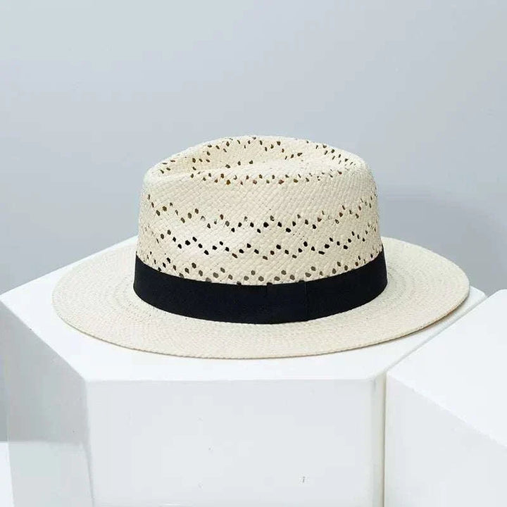 Women’s Ribbon Accent Straw Hat, a classic straw design for summer beach and vacation outfits