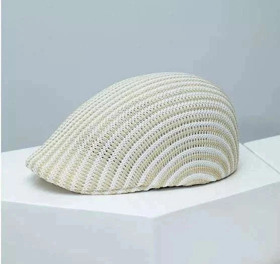 Women’s striped beret hat with breathable lightweight design from Hot Topic Goods