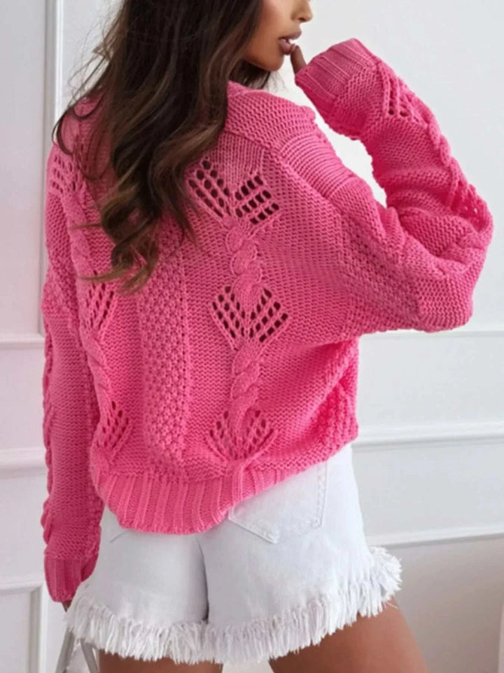 Women’s V-Neck Button-Up Cardigan long sleeve button closure casual layering top