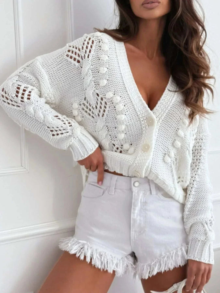 Women’s V-Neck Button-Up Cardigan in soft knit with long sleeves and button-up front from Hot Topic Goods