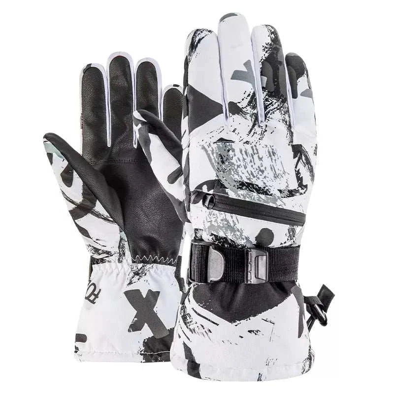 Pair of women's waterproof winter gloves with polyester exterior for cold-weather protection and versatile styling