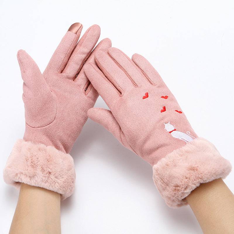 Women's Winter Suede Gloves from Hot Topic Goods with elegant suede finish for cold weather style