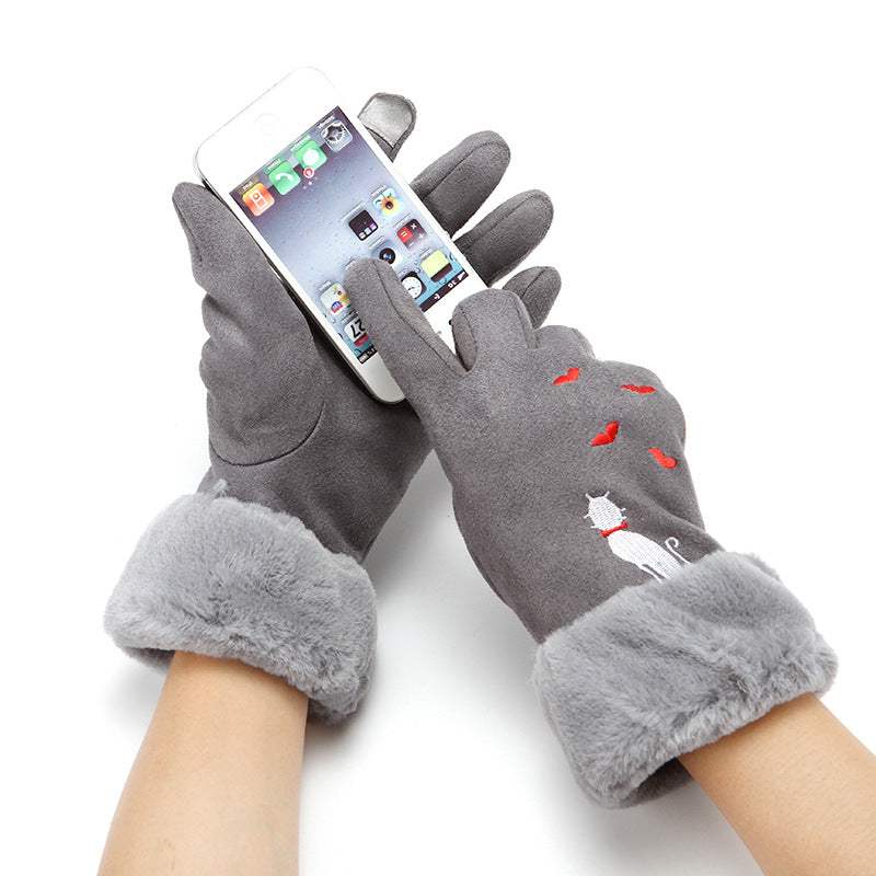 Women's winter suede gloves in classic elegant design from Hot Topic Goods