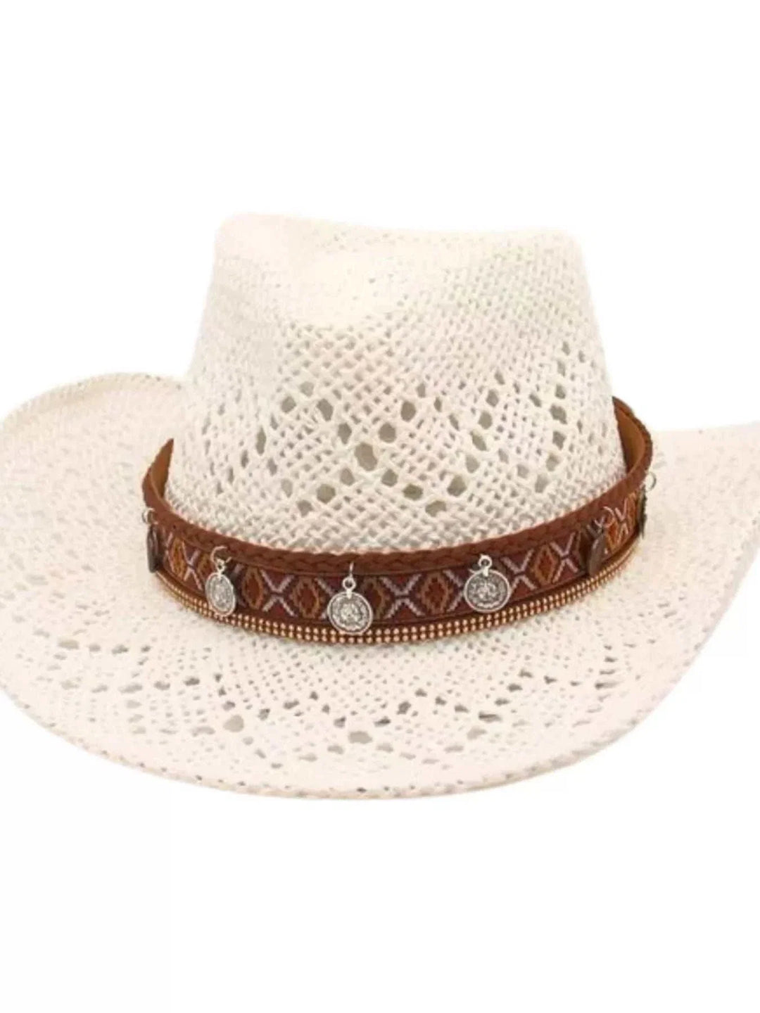Women's woven cowboy hat with classic Western silhouette and textured design from Hot Topic Goods