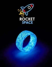Unisex Luminous Ring glowing in dark with Rocket Space logo.
