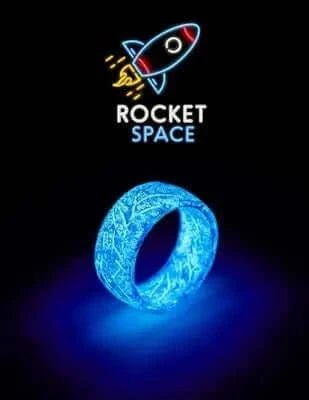 Unisex Luminous Ring glowing in dark with Rocket Space logo.