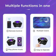 Northern Lights Star Projector with multiple functions, remote control, Bluetooth music, and easy operation.