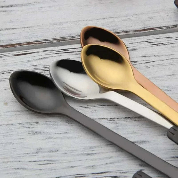 Stainless steel cat teaspoons with charming cat-shaped handles for coffee and tea.