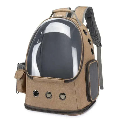 Space Capsule Cat Backpack with transparent bubble and breathable design for comfortable pet travel