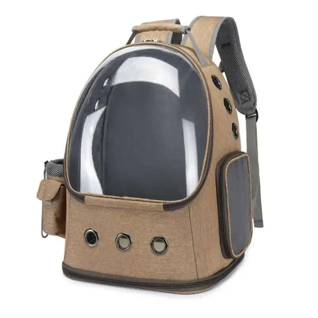 Space Capsule Cat Backpack with transparent bubble and breathable design for comfortable pet travel