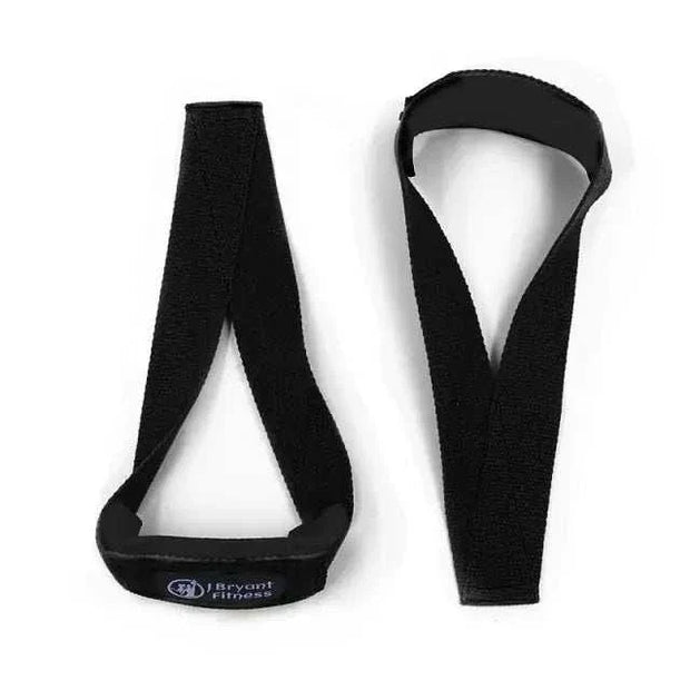 Black gym lifting straps for enhanced grip and wrist support.