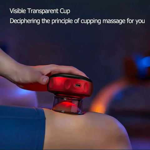 Anti-Cellulite Therapy Massager in use with a visible transparent cup for cupping massage.