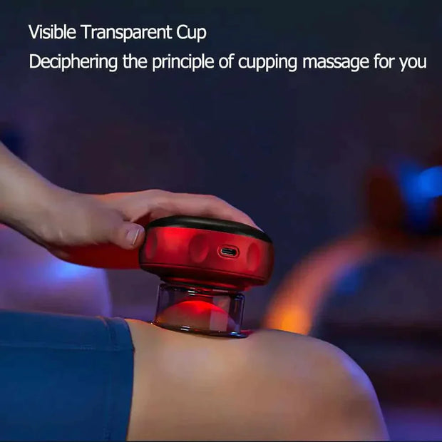 Anti-Cellulite Therapy Massager in use with a visible transparent cup for cupping massage.