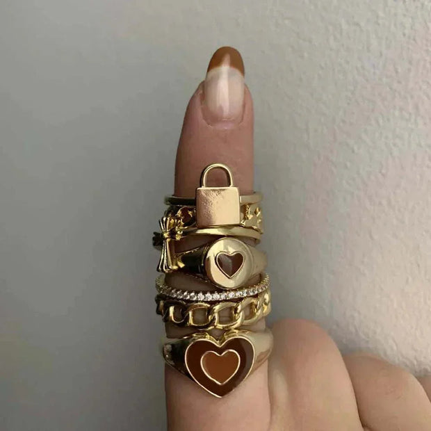Creative Love Heart Ring with unique heart design on finger.