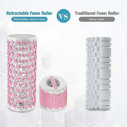 Multifunctional Yoga Pillar, retractable foam roller, portable design, ergonomic massage, home fitness tool.