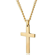 Elegant cross necklace in gold finish with delicate pendant.