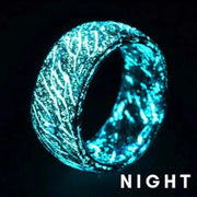 Unisex Luminous Ring glowing in the dark with a unique luminescent design.