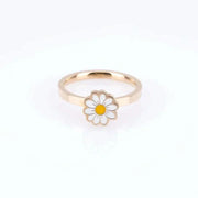 daisy design fidget spinner ring with gold band