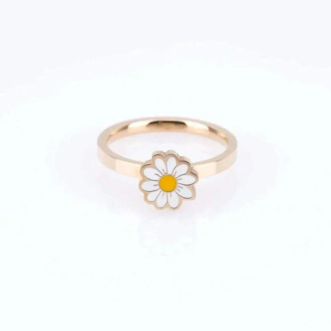 daisy design fidget spinner ring with gold band