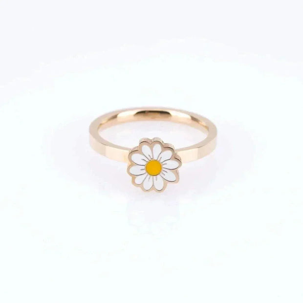 daisy design fidget spinner ring with gold band
