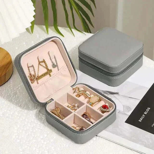 Jewelry Zipper Box Storage with multiple compartments for organized accessory storage.