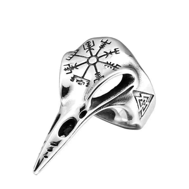 Silver Gothic ring with black enamel finish and unique design, symbolizing dark elegance.