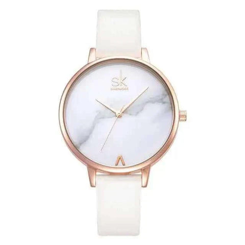 Shengke Fashion Watch with sleek white face and durable band, featuring modern design and elegant style.