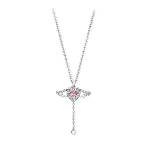 Heart Wings Necklace with delicate heart and wings design, symbolizing love and freedom.