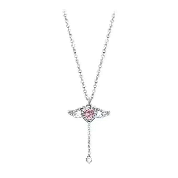 Heart Wings Necklace with delicate heart and wings design, symbolizing love and freedom.
