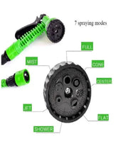 Flexible Garden Hose with 7 spraying modes: full, mist, jet, shower, flat, center, cone.