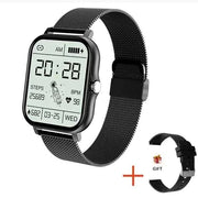 Fitness Tracker Smart Watch with 1.69" touch screen and interchangeable strap.
