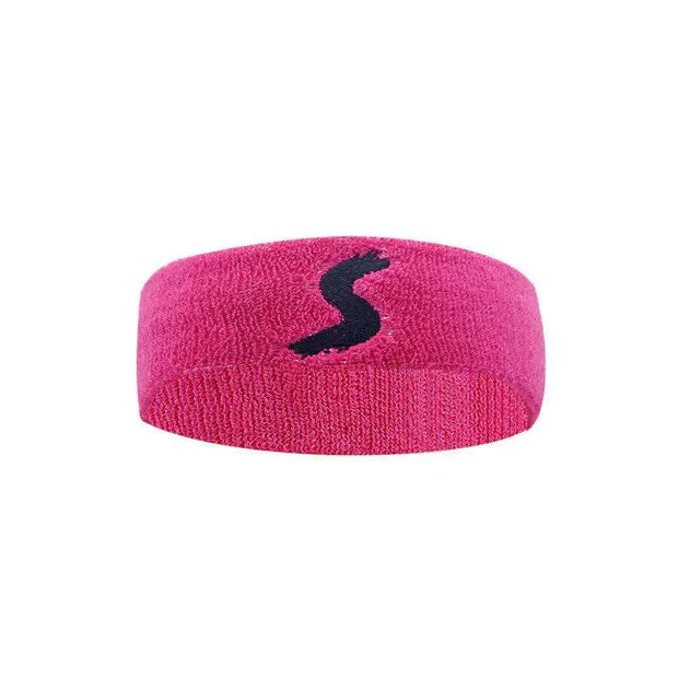 Pink fitness headband with sweat-wicking technology and secure fit.