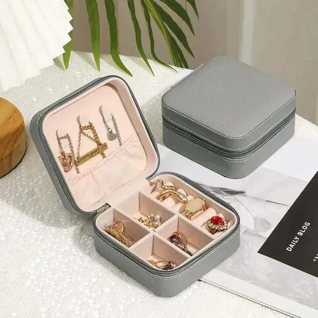 Jewelry Zipper Box Storage with compartments for organized accessories.
