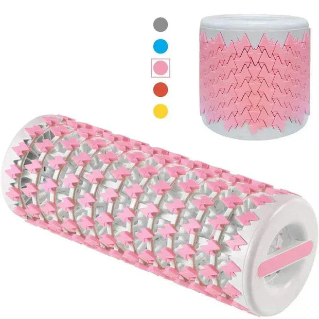 Multifunctional Yoga Pillar with 3D ergonomic design, pink folding foam roller.